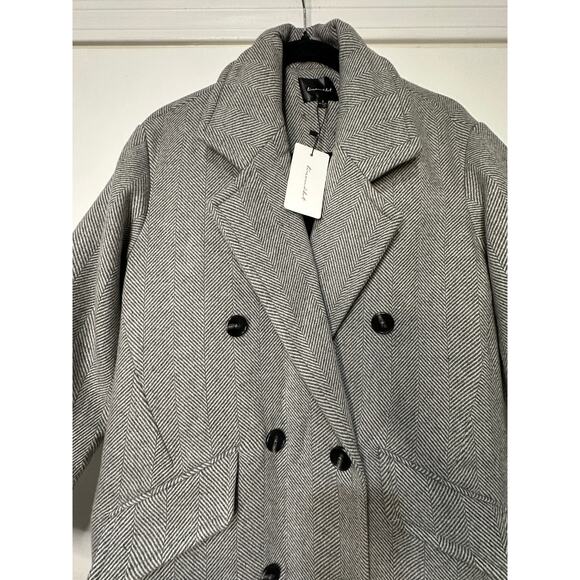 Line and Dot Paola Coat Heather Grey Wool Blend Size Small NWT Button Closure - Picture 4 of 16